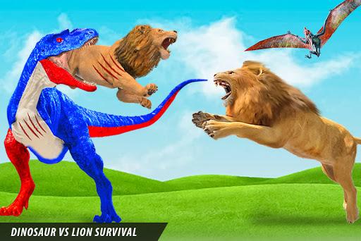 Lion vs Dinosaur Animal Fight - عکس بازی موبایلی اندروید