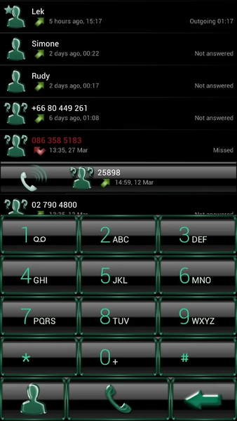 Dialer Theme GlassFrameBGreen - Image screenshot of android app