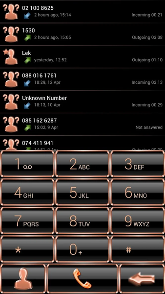 Dialer Theme GlassFrameBOrange - Image screenshot of android app