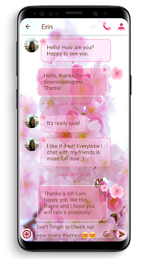 SMS Theme Love Cherry - pink - Image screenshot of android app