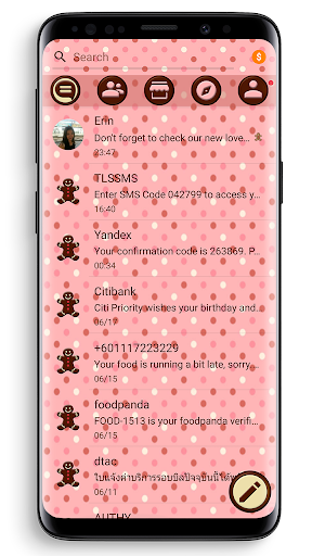 SMS Theme Love Chocolate pink - Image screenshot of android app