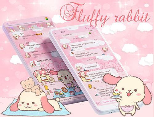 SMS Theme Rabbit Fluffy Pink - عکس برنامه موبایلی اندروید