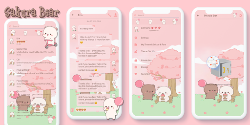 SMS Theme Sakura Bears message - Image screenshot of android app
