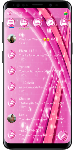 SMS Theme Sparkling Pink love - عکس برنامه موبایلی اندروید