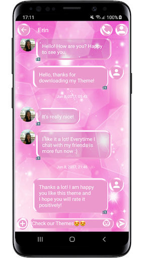 SMS Theme Sparkling Pink 2 - Image screenshot of android app