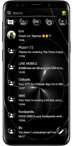 SMS Theme Sphere Black - chat - Image screenshot of android app