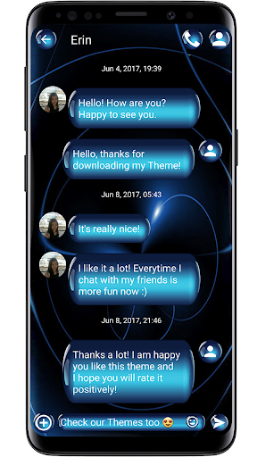 SMS Theme Sphere Blue - black - Image screenshot of android app