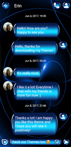 SMS Theme Sphere Blue - black - Image screenshot of android app