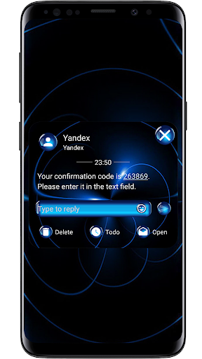 SMS Theme Sphere Blue - black - Image screenshot of android app