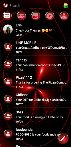 SMS Theme Sphere Red - black - عکس برنامه موبایلی اندروید