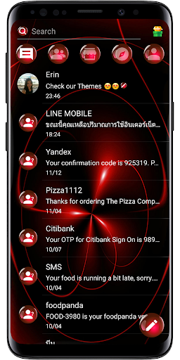 SMS Theme Sphere Red - black - عکس برنامه موبایلی اندروید