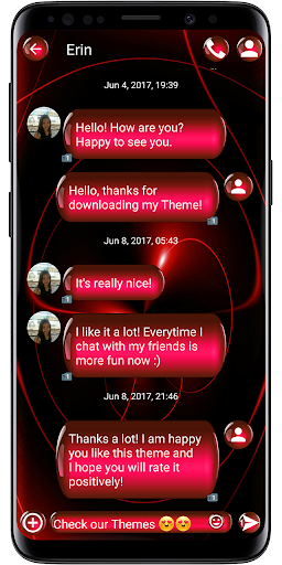 SMS Theme Sphere Red - black - Image screenshot of android app