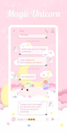SMS Theme Unicorn Pink message - Image screenshot of android app