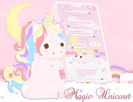 SMS Theme Unicorn Pink message - Image screenshot of android app