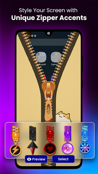 Zipper Lock Screen - Zip Lock - عکس برنامه موبایلی اندروید