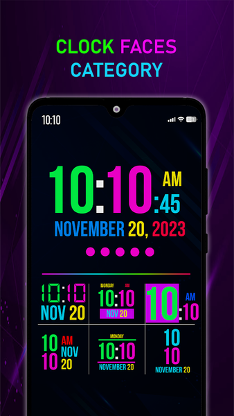 Neon Digital Clock Smart Watch - Image screenshot of android app