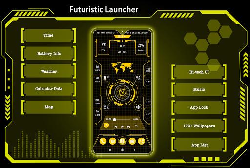 Futuristic Launcher - Lock App - عکس برنامه موبایلی اندروید