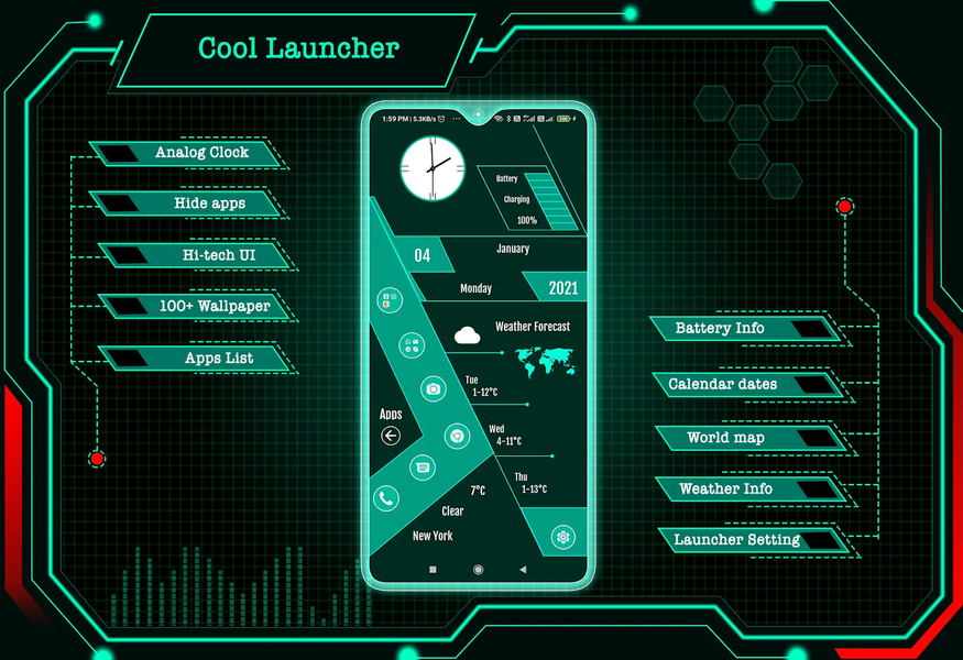 Cool Launcher, Lock & Hide App - عکس برنامه موبایلی اندروید