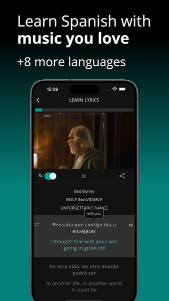 Learn Spanish with LyricFluent - Image screenshot of android app