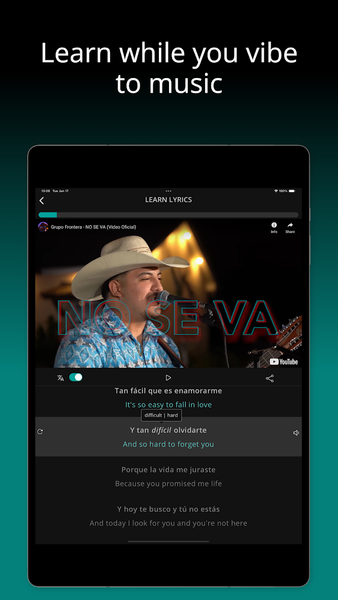 Learn Spanish with LyricFluent - Image screenshot of android app