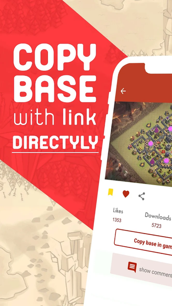 Clash base layouts with link - Image screenshot of android app