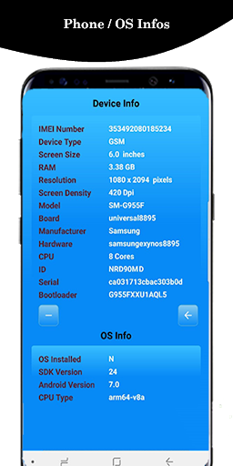 Sim Phone details: Device Info - Image screenshot of android app