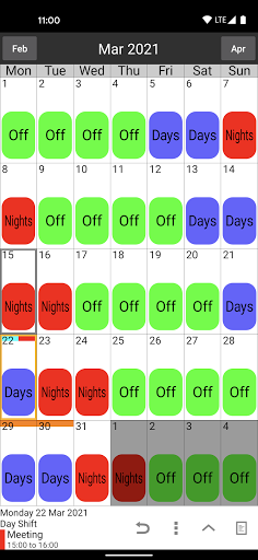Shift Work Calendar - عکس برنامه موبایلی اندروید