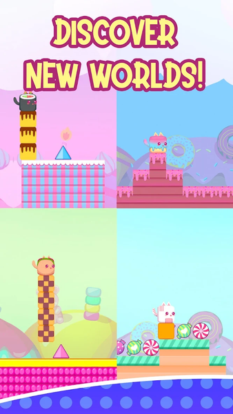 Stacky Cat kawaii runner Game - Gameplay image of android game