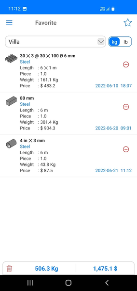 Metal Weight Calculator - عکس برنامه موبایلی اندروید