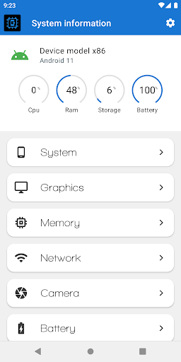 System information - Image screenshot of android app