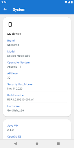 System information - Image screenshot of android app