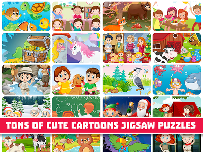 Jigsaw puzzle game with kids in park Royalty Free Vector