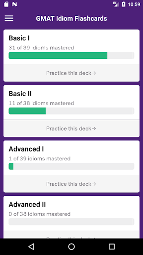 GMAT Idiom Flashcards - Image screenshot of android app
