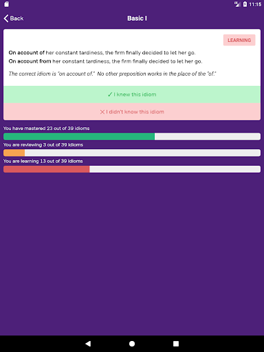 GMAT Idiom Flashcards - Image screenshot of android app
