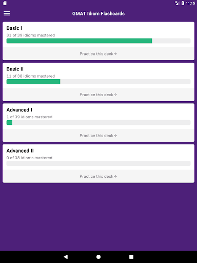 GMAT Idiom Flashcards - Image screenshot of android app