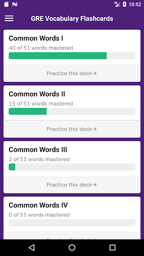 GRE Vocabulary Flashcards - Image screenshot of android app