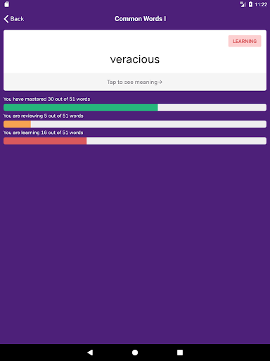 GRE Vocabulary Flashcards - Image screenshot of android app