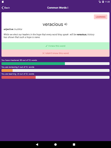 GRE Vocabulary Flashcards - Image screenshot of android app