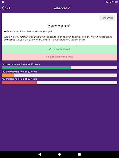 GRE Vocabulary Flashcards - Image screenshot of android app