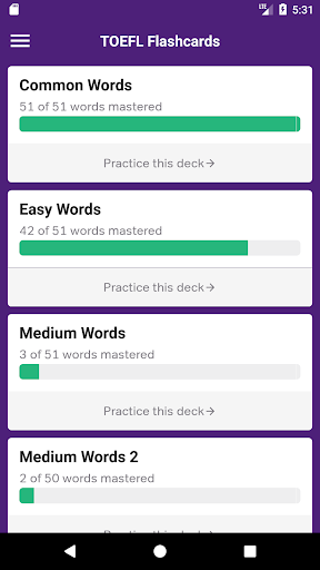 TOEFL English Vocabulary Cards - Image screenshot of android app