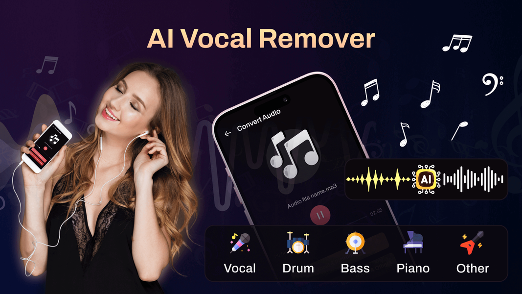 AI Vocal Remover, Make Karaoke - Image screenshot of android app