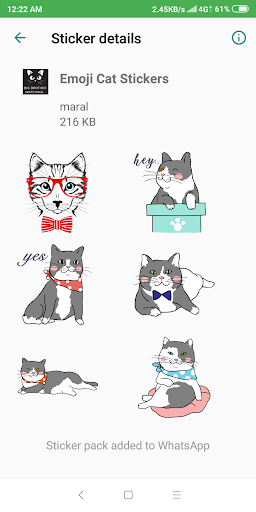 WAStickerApps Cat Stickers For WhatsApp - عکس برنامه موبایلی اندروید