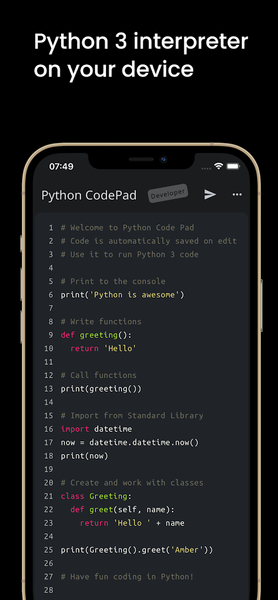 Python Code-Pad - Compiler&IDE - Image screenshot of android app