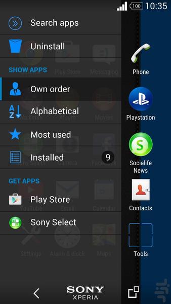 پوسته Blue گوشی های سونی - عکس برنامه موبایلی اندروید