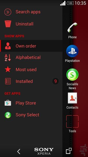 پوسته Red گوشی های سونی - عکس برنامه موبایلی اندروید