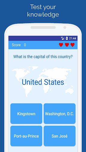 Capitals of the countries Quiz - Gameplay image of android game