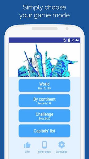 Capitals of the countries Quiz - Gameplay image of android game