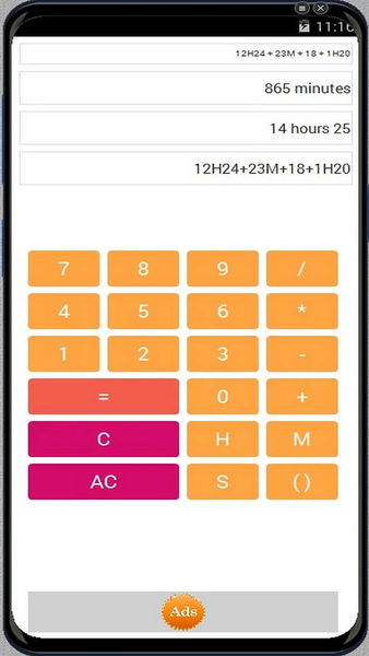 Hours minute sec. Calculator - Image screenshot of android app