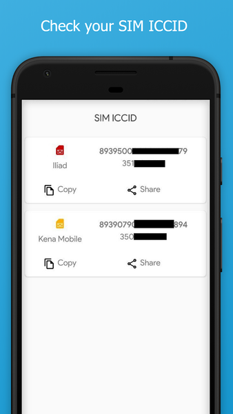 Sim ICCID - Serial Number - Image screenshot of android app