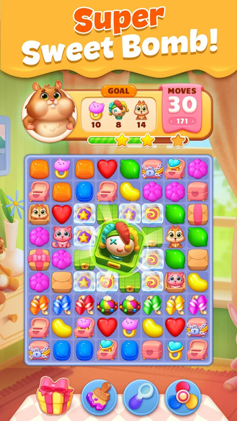 Pet Candy Puzzle-Match 3 games - Gameplay image of android game